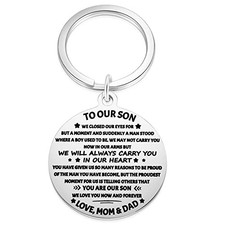 Aesnefe to Our Son Keychain Gifts from Mom and Dad, Mother to Son Father to