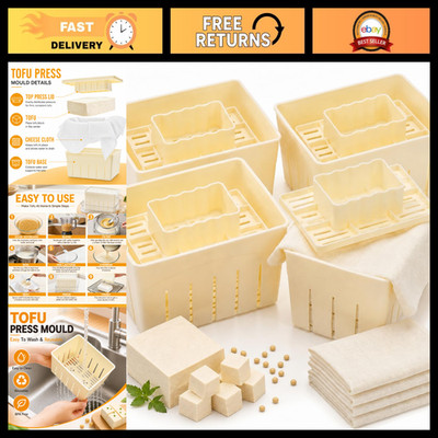 4 Pack Tofu Press Mould - BPA Free DIY Cheese Maker Kit with Cheesecloth, Kitche