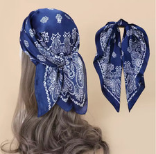 Paisley Print Handkerchief Silk Satin Hijab Scarf For Women Bandana Head Hair