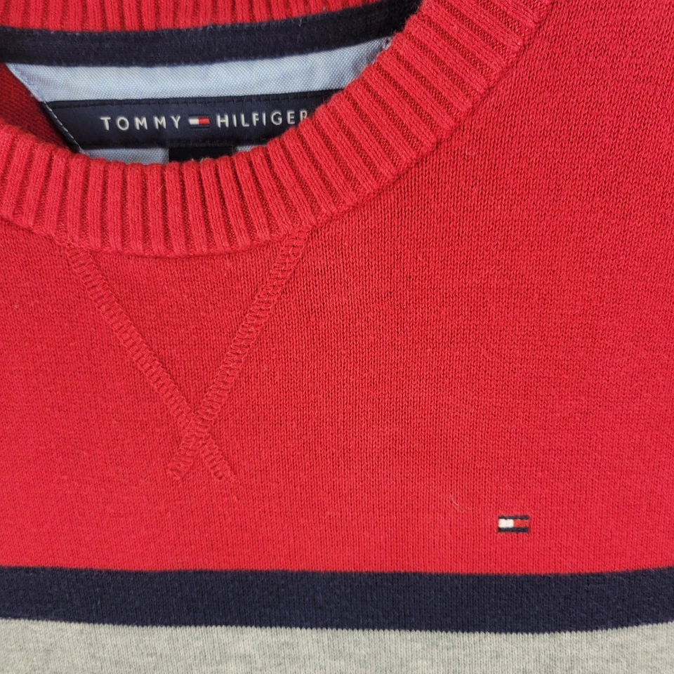 Tommy Hilfiger Colorblock Crewneck Sweater Y2K Retro Preppy Pullover Youth 16-18 - Image 2 of 4