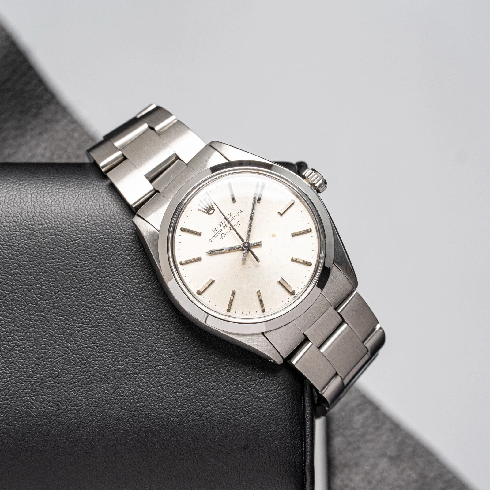 Rolex Air-King 5500 Silver Oyster Bracelet with Silver Bezel 1981 Year 34mm