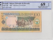 2003 RWANDA AFRICA 100 FRANCS FRENCH  AJ  (( PCGS 69 PPQ ))