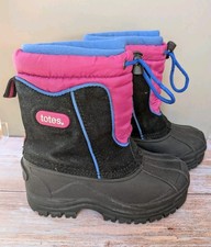 Totes Girls Pink Black Leather Winter Snow Boots Size 11 Insulated Waterproof