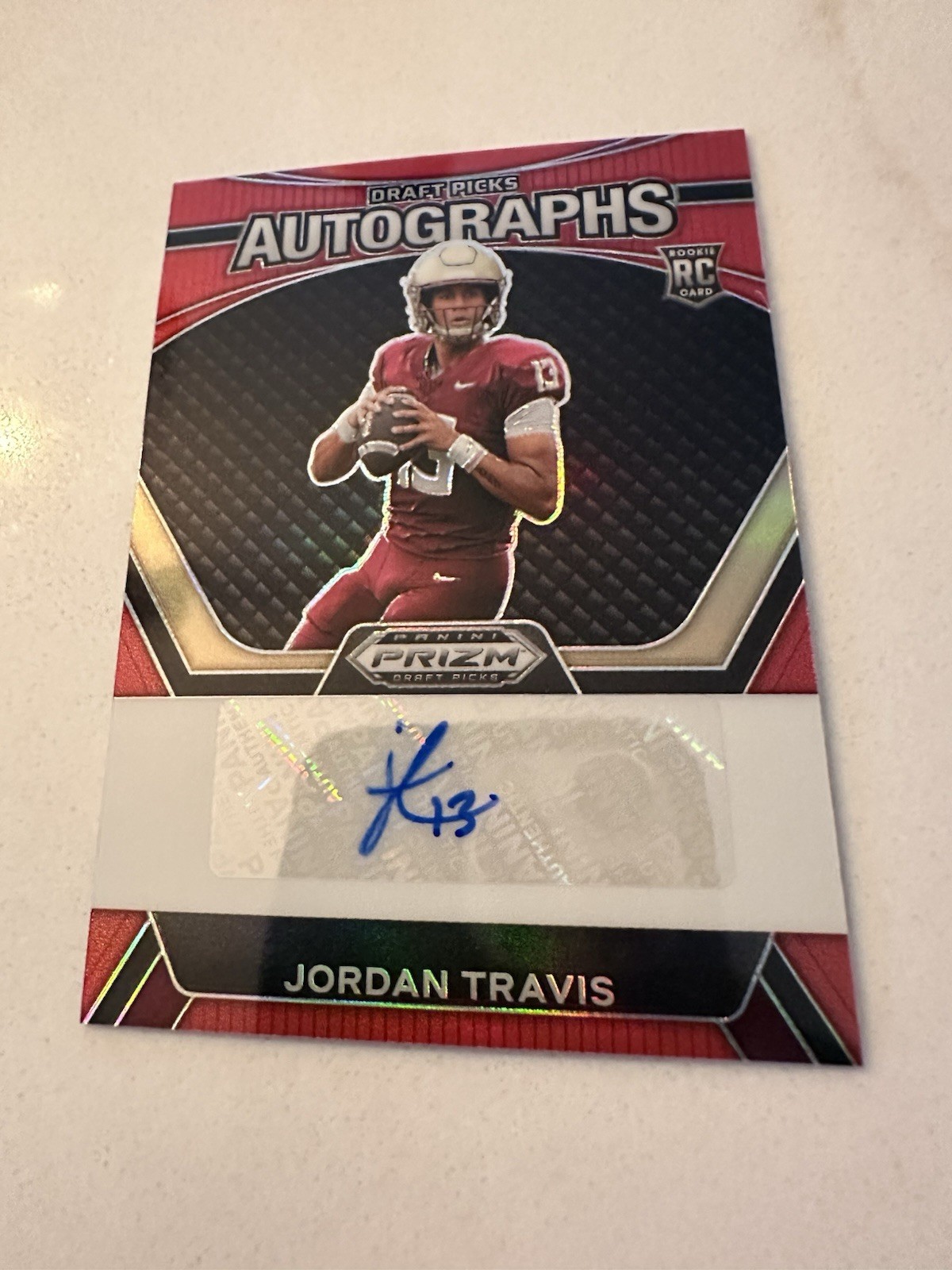2024 Panini Prizm- Draft Picks Autographs Jordan Travis #DPA-JTS Red Prizm /199
