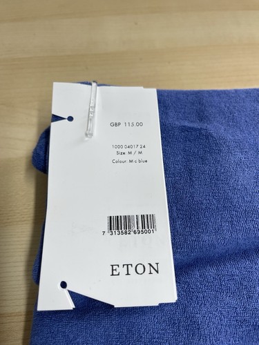 Eton Men Slim Fit Crewneck BNWT Size Medium T-Shirt Blue Short Sleeve RRP £115 - Picture 5 of 6