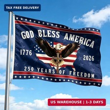 250 Anniversary USA Flag 3, 3x5 Ft Double Sided 3 Layers Patriotic Flags - 4th o