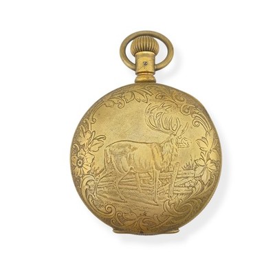 Antique Vigilant Swiss Pocket Watch 18s Dueber Hunter Case Stag Deer PARTS FIX