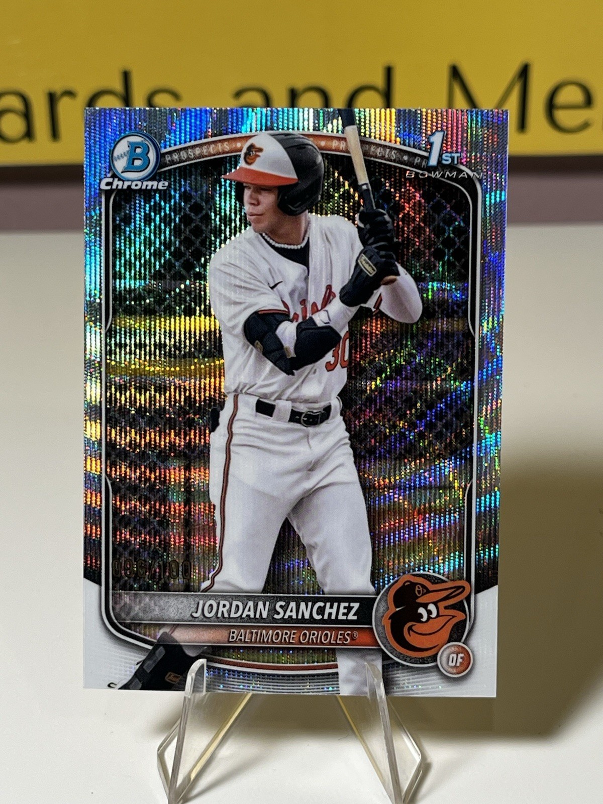 Jordan Sanchez 2025 Bowman Chrome #BCP-208 Wave Refractor /100