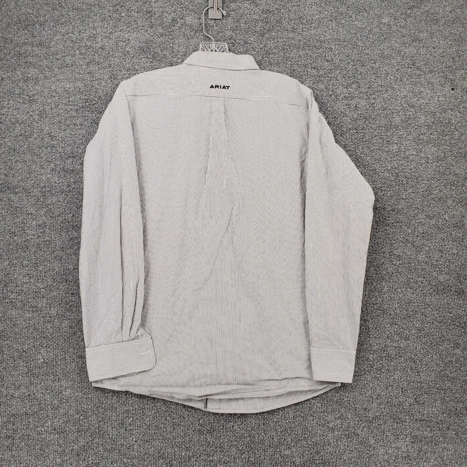 Ariat Button Down Shirt Boys XL 18 White Pro Dayne Striped Classic Long Sleeve - Image 2 of 4