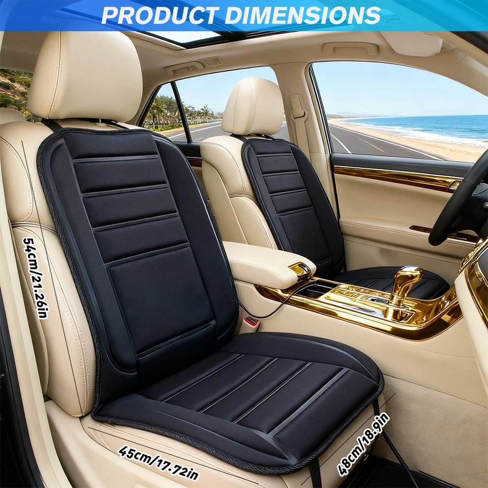 1x Universal 12V Car Seat Cover Heating Pad Cushion Cover Black Winter Warmer UK - Image 3 of 4