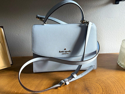 Kate Spade New York Light Blue Pebbled Small Crossbody Satchel Gold Hardware