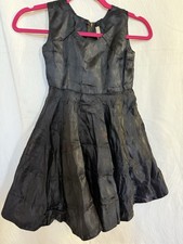 Vtg 1950s Handmade Black Taffeta Child Dress w/ Tulle Ruffles Costume Retro Prop