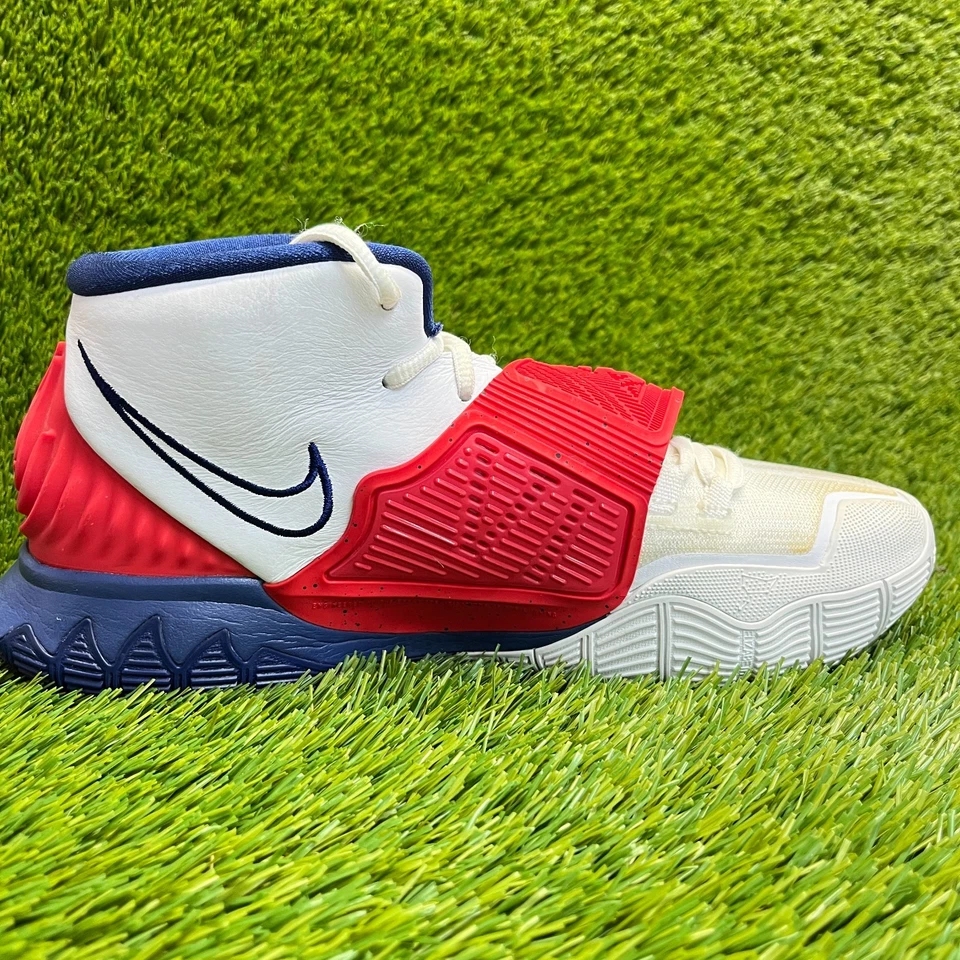 Nike Kyrie 6 USA Mens Size 10 White Blue Red Athletic Basketball Shoes Sneakers - Image 4 of 4
