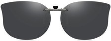 CAXMAN Cat Eye Clip On Sunglasses for Women Polarized Compact Fit No Flip Grey