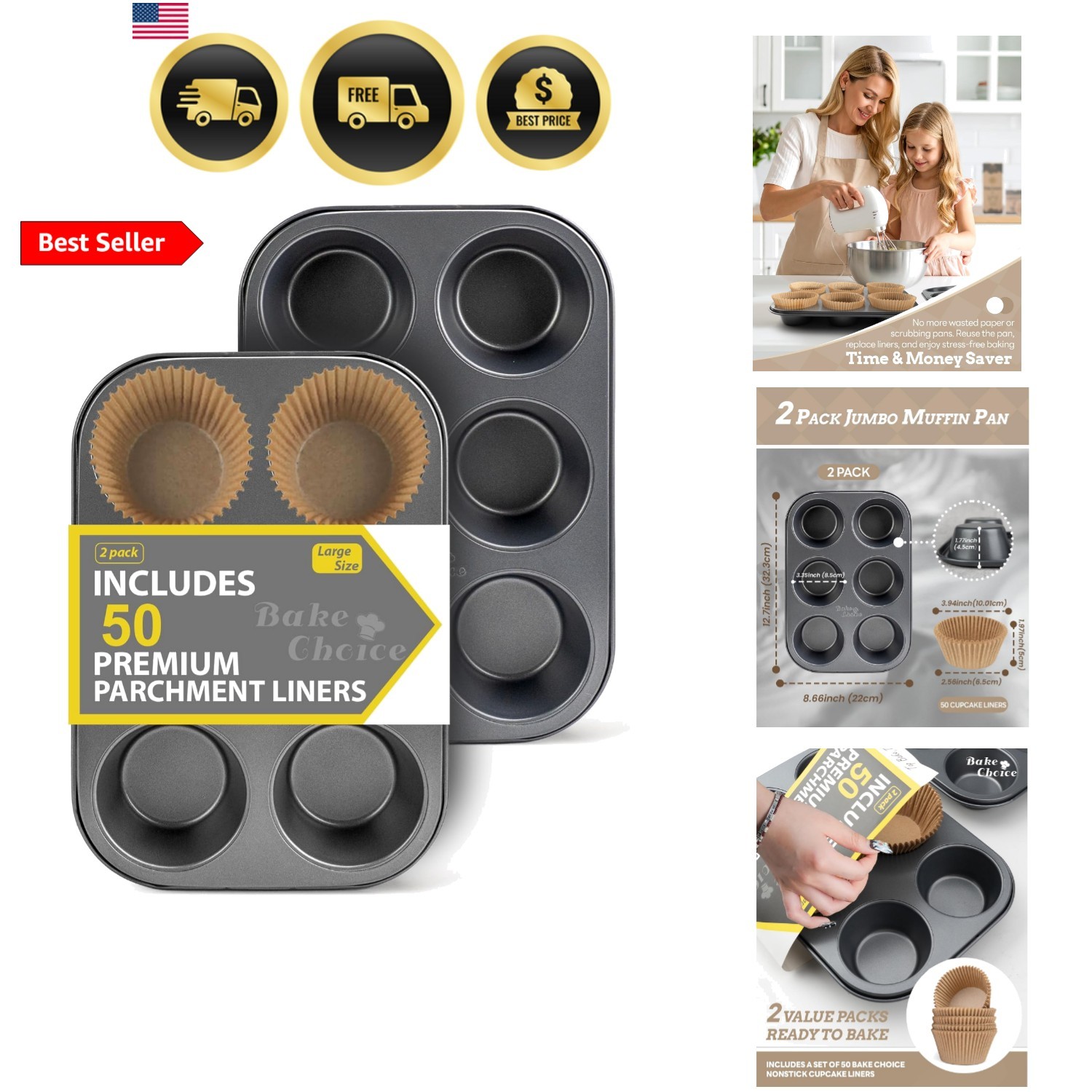 2-2 Pack Jumbo Muffin Pan Extra Large