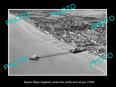 OLD 8x6 HISTORIC PHOTO OF BOGNOR REGIS ENGLAND VIEW OF THE TOWN & PIER 1950 1