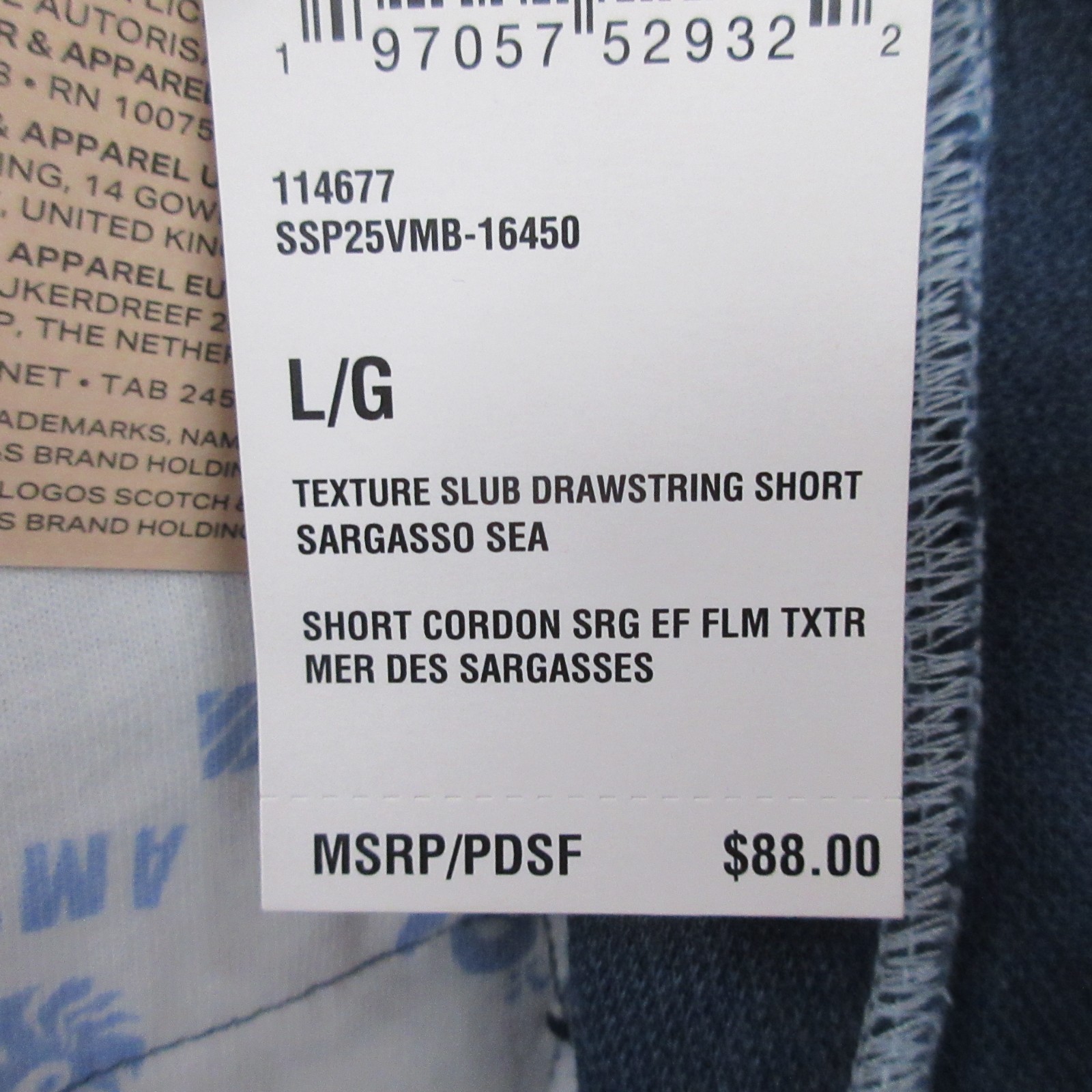 Scotch & Soda Shorts Adult Large Casual Beach Texture Slub Drawstring Blue