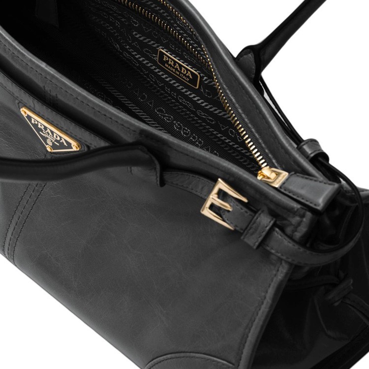 PRADA Shoulder Bags Leather Black Women 12.6 x 4.7 x 5.9 in | eBay