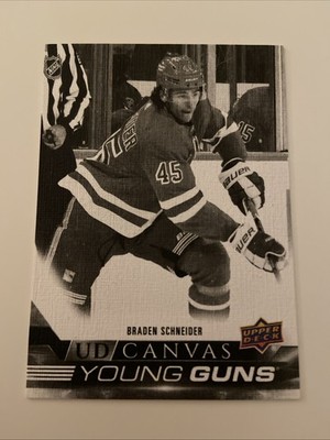 NHL Card-Braden Schneider-Black & White Young Guns Canvas-UD1 2022-23-Rangers