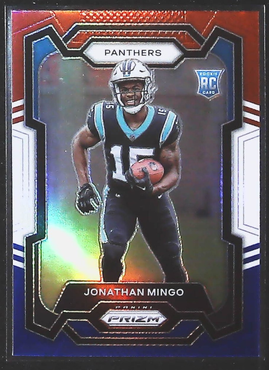 2023 Panini Prizm Jonathan Mingo Red White and Blue #312 Carolina Panthers