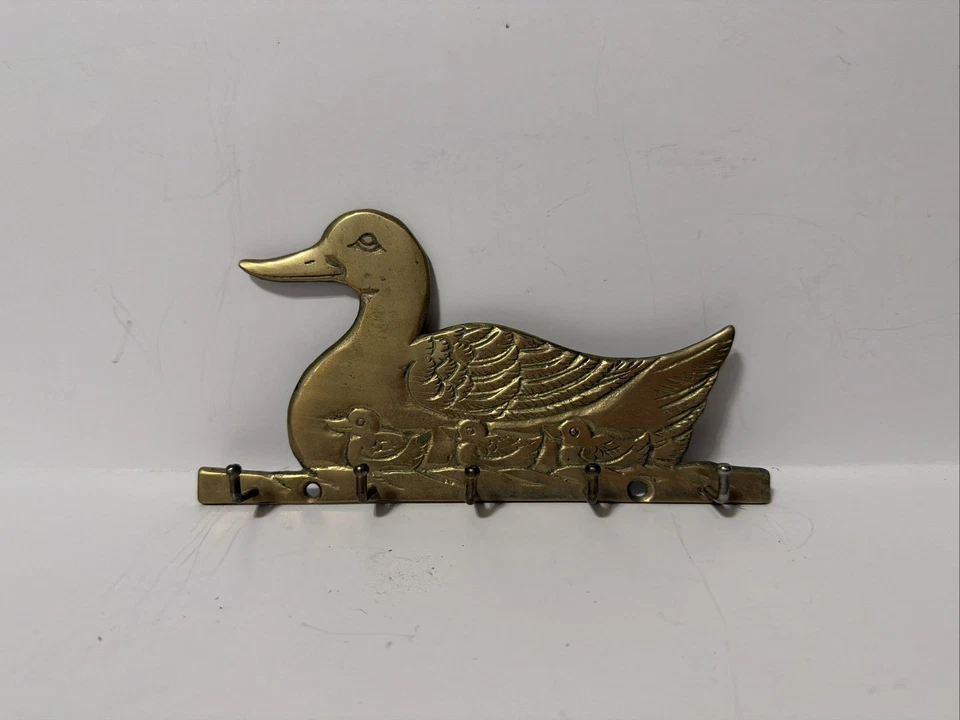 Gancho de pared de pato de latón vintage para llaves con 5 ganchos Foto 4 de 4