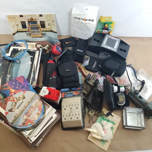 Junk Drawer Lot Mixed Items Vintage Modern Tools Toys Cords Pouches More