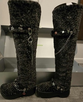 Crocs Unfurgettable Leopard Knee High Boot Size W 8 SOLD OUT  NWT