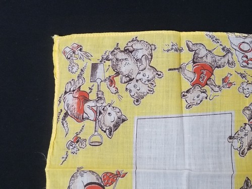 Vtg Signed Tom Lamb Childs Hanky Assorted Aminals Working, Bears Dogs Elephant - Picture 5 of 5