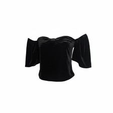 Express Black Velvet Off The Shoulder Bow Top Sweetheart Neckline Size 2 NEW