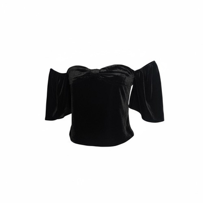 #ad #ad Express Black Velvet Off The Shoulder Bow Top Sweetheart Neckline Size 2 NEW $22.00