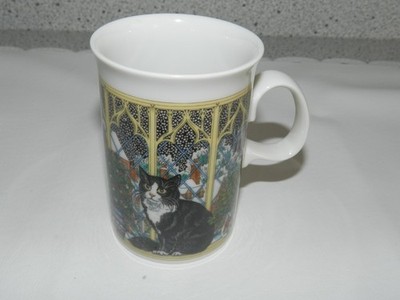CAT SNOWY NIGHT WINTER CUP COFFEE COCOA MUG ~ SEE BOTH SIDES DUNOON SCOTLAND
