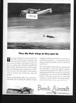 BEECHCRAFT AIRCRAFT 1947 BEECH MODEL-18 THEY DIP THEIR WINGS AS THEY PASS AD