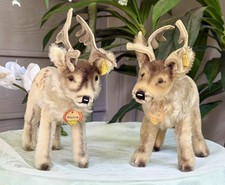Vintage Steiff Renny Reindeer Set Raised Script Mohair Complete Ids Christmas