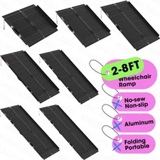 2-8 ft Folding Aluminum Wheelchair Ramp Portable Mobility Scooter Non-Slip 600LB