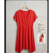 Amazon Essentials Maternity Nursing Faux Wrap Sharkbite Hem Dress Red XXL