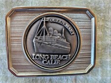 Queen Mary Long Beach California 1984 Pewter Finish Metal Belt Buckle.    J9