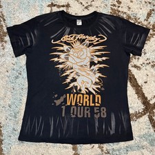 Ed Hardy World Tour Rose Tattoo Shirt Womens Size XL Y2K