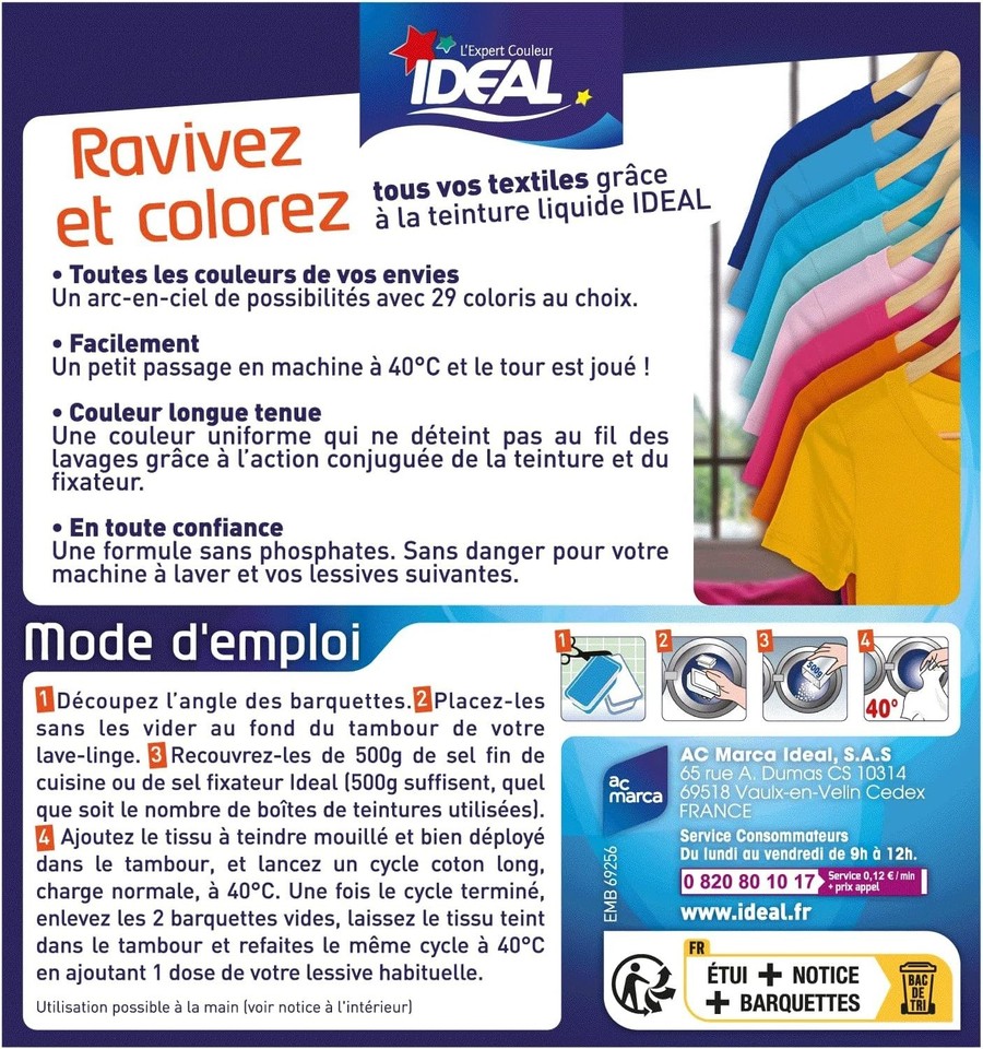 Dosing Cloth Ideal Liquid Fabric Dye Maxi 13 Black - 75 ml + 1 Fixative Dose 100 g ...