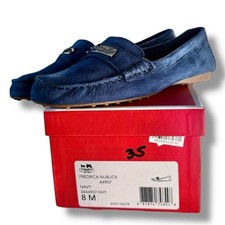 Coach Fredrica Nubuck Leather Driving Loafers Shoes Size 8 Navy Blue