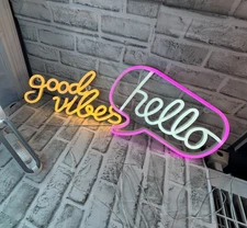 Neon Lights Lot: Hello & Good Vibes, Led Neon Lights. Desk Lamp Not Available