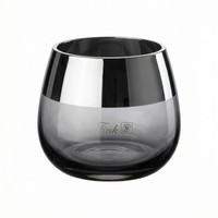 Fink Glas Windlicht Bella Neu Mit Spiegelrand Grau Silber 8 Cm Hoch
