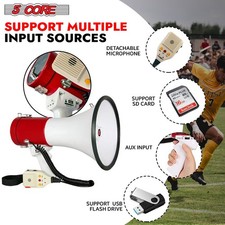 5 Core Megaphone 50W Bull Horn Professional Loud PA Speaker w 1200 Yards Range