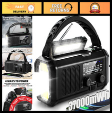 Solar Hand Crank Emergency Radio - NOAA AM/FM, Flashlight, Phone Charger, Portab