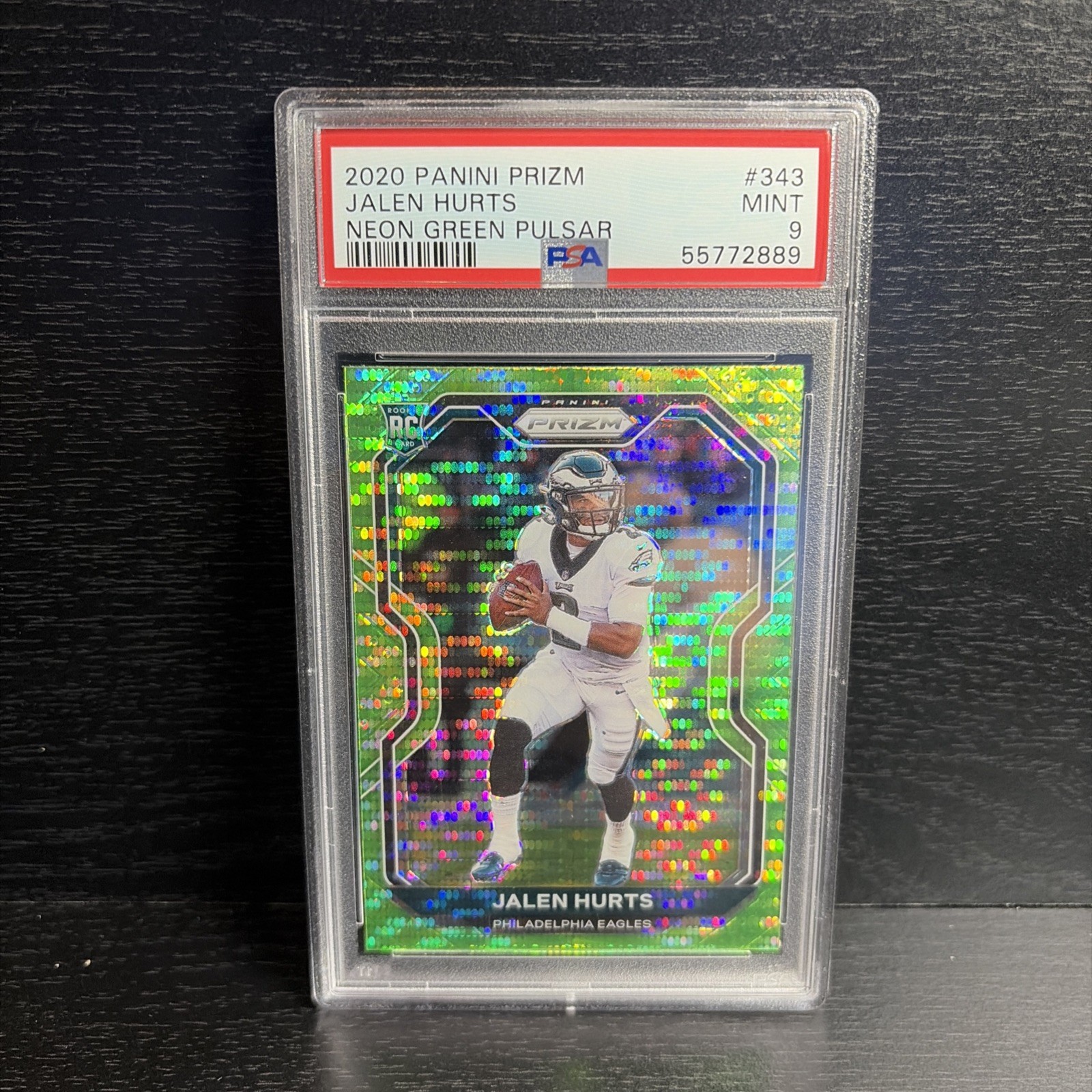 2020 Panini Prizm - Rookie Neon Green Pulsar Prizm #343 Jalen Hurts (RC) PSA 9