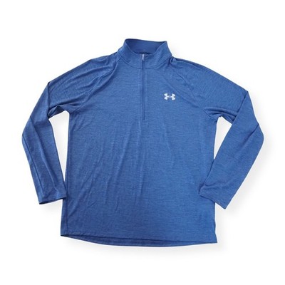 Under Armour UA Tech 1/4 Zip Long Sleeve Pullover Men's L Heather Blue Workout