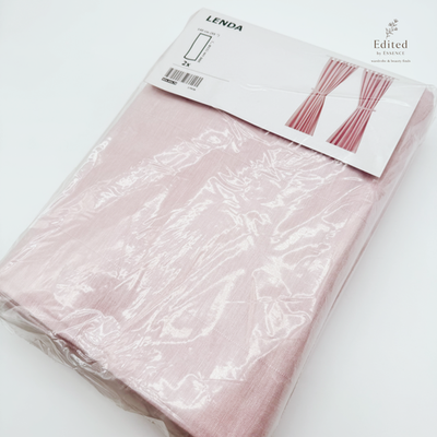 #ad IKEA LENDA Light Pink Curtains w Tie Backs 1 Pair 55x98 in Heading Tape Panels $34.99