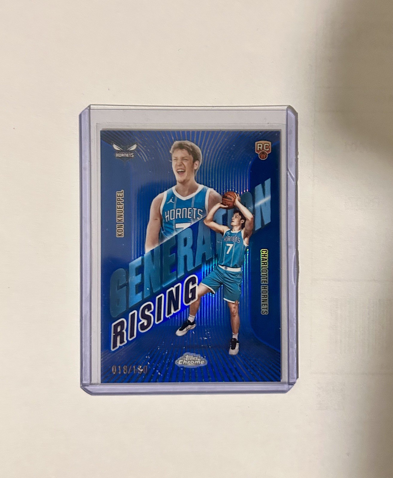 2025-26 Topps Chrome Kon Knueppel Rookie Generation Rising Blue Refractor /150