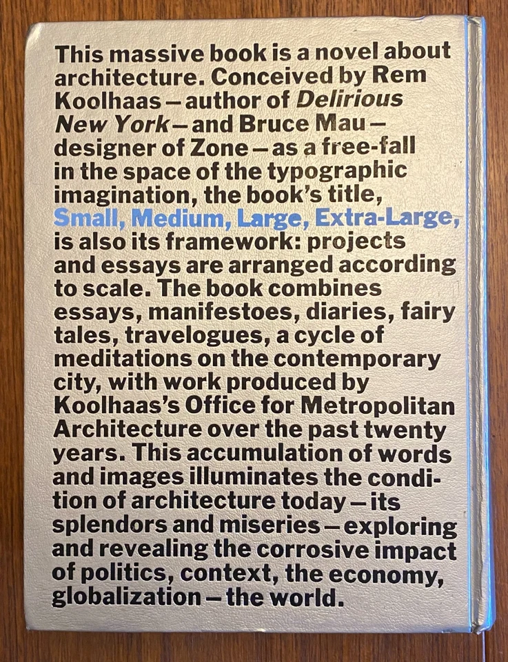 S, M, L, XL by O.M.A, Rem Koolhaas, & Bruce Mau Hardcover Book 2nd Edition 1998 - Image 3 of 4