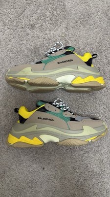 Balenciaga Triple S Beige Yellow Green Black Gray Low Top Sneakers