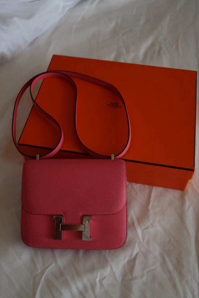 Bolsa de ombro HERMES Constance 18 rosa azaléia rosa rápida tiracolo paládio H - Imagem 3 de 4